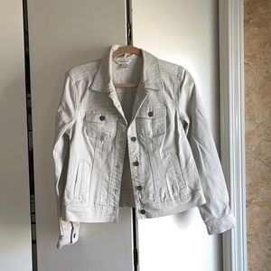 Christopher & Banks Denim jacket stone wash nickel buttons pockets